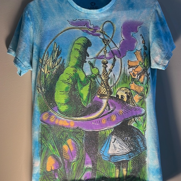 Vintage Liquid Blue Alice in Wonderland T Shirt in Size S - Picture 4 of 5